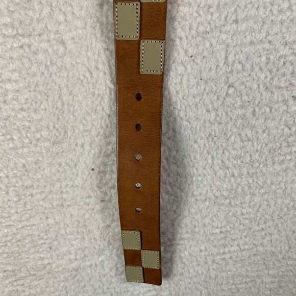 Linea Pelle Waist‎ Belt Women's Medium Brown Check Leather Adjustable 9605 - Picture 5 of 11